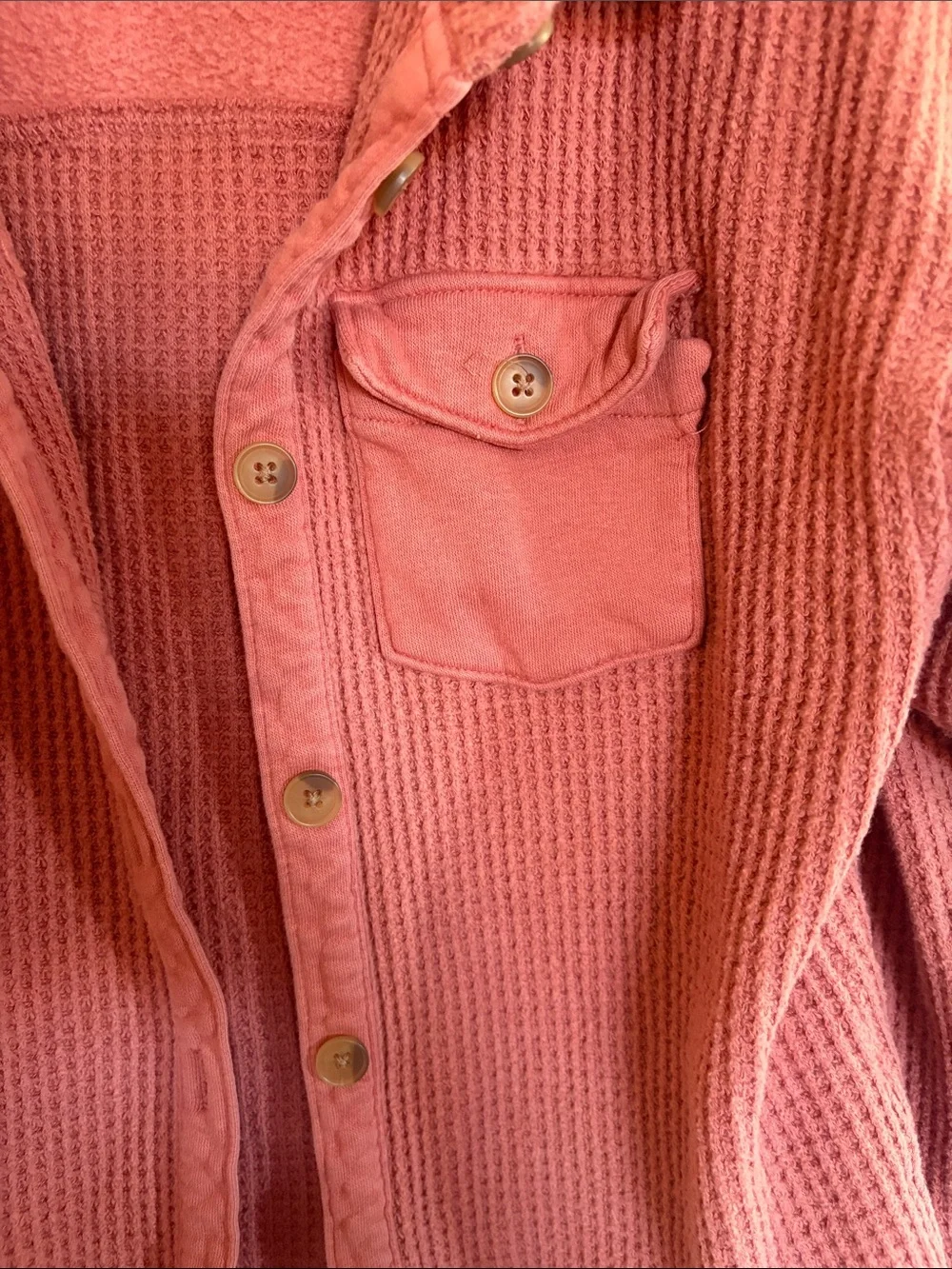 Old Navy Brick Red Waffle-Knit Button Front Sweater Shirt